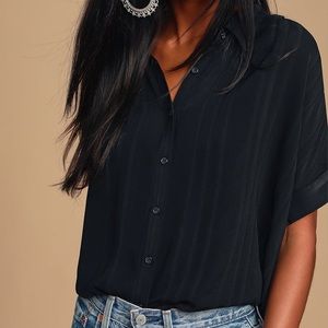 Everlee Black Striped Button-Up Top